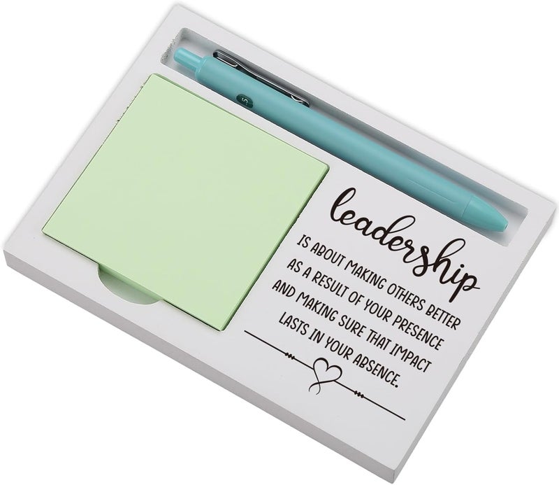 EFFJNSG Leadership Quote Sticky Note Holder for Desk, Appreciation Gift for Boss, Manager, Mentor, Principal, Inspirational Office Decor, Thank You Note Pad Organizer for Women Men EDP226 - Image 1